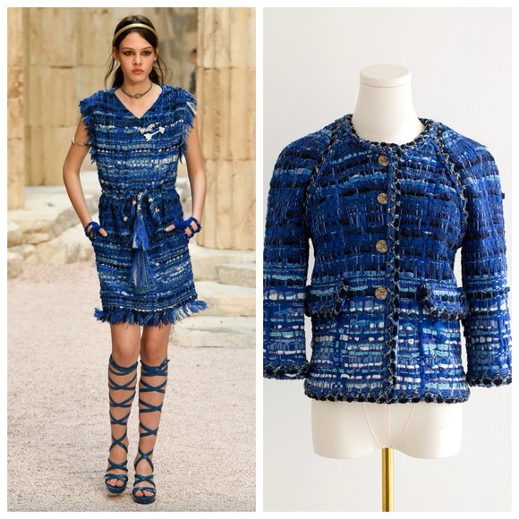 CHANEL Jackets & Blazers - Chanel Cruise 2018 Greece Blue Gold Owl Lesage Fantasy Tweed 18C Jacket
